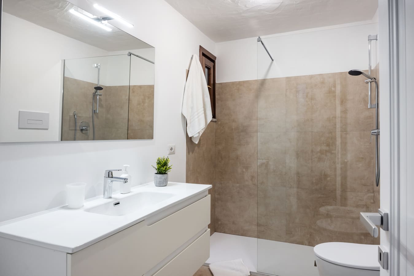 Modern bathroom with shower and sink